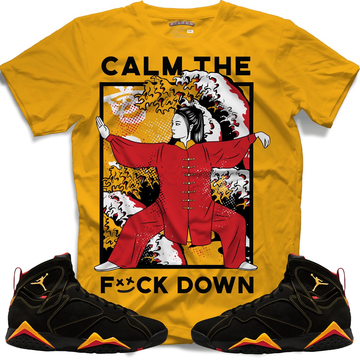 Calm The F*ck Down (Retro 7 Citrus) T-Shirt - Citrus - Misguided