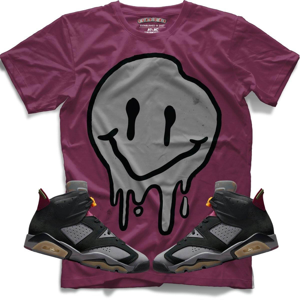 Drippy Smiley (Retro 6 Bordeaux) T-Shirt - Misguided