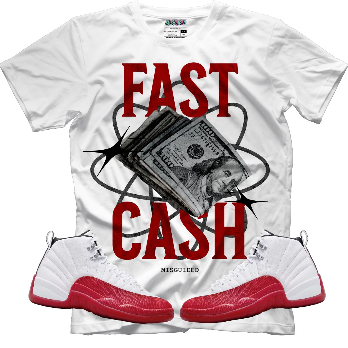 Fast Cash (Air Jordan 12 Cherry) T-Shirt - Misguided