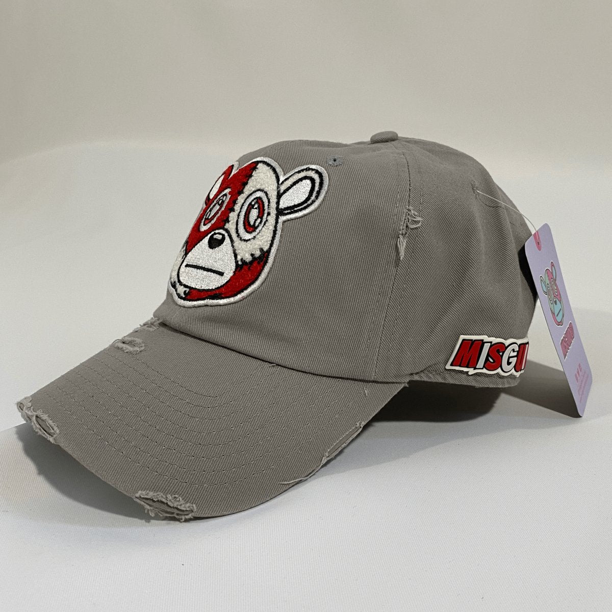 Misguided (Red Oreo 6's) Distressed Dad Hat - Grey - Misguided