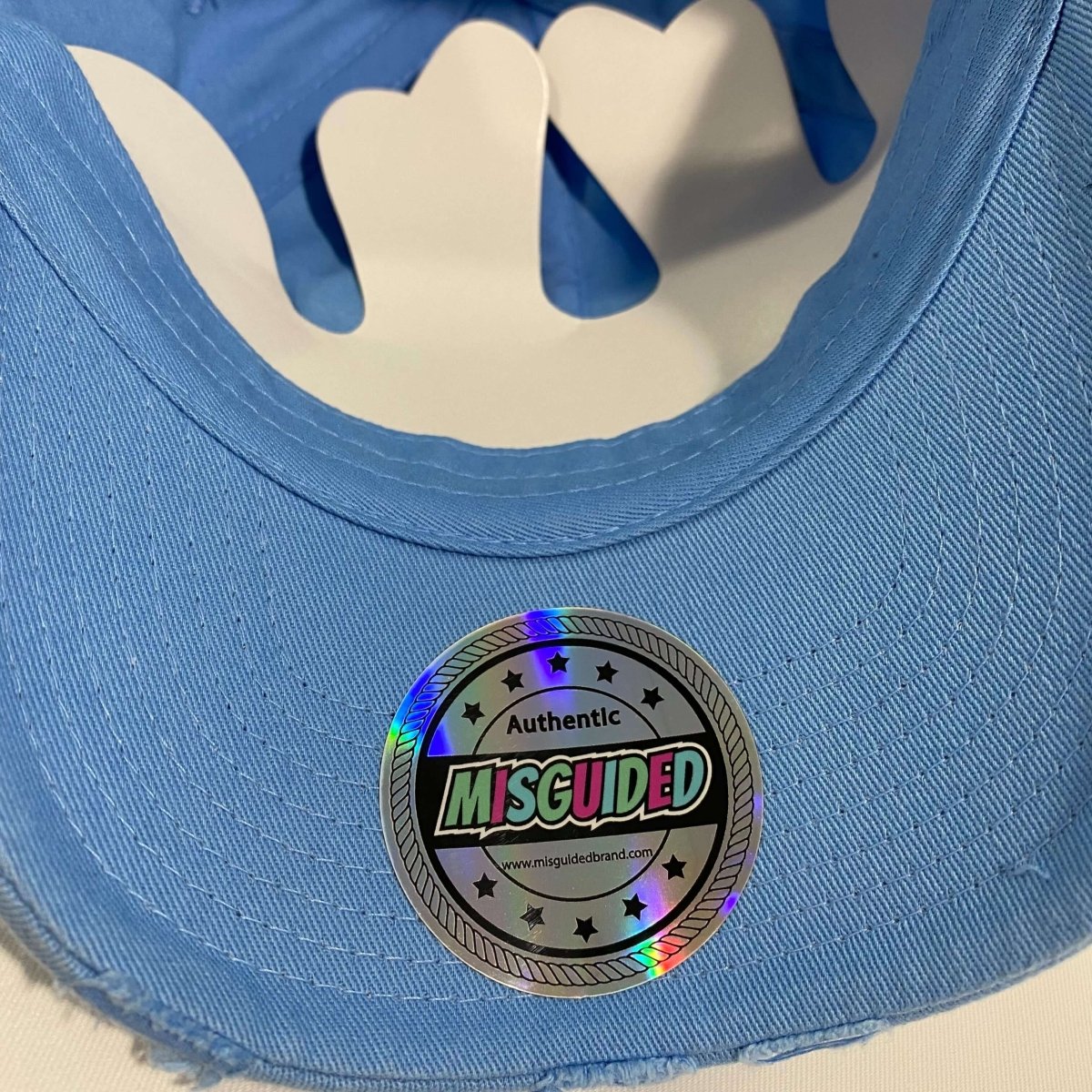 Misguided (UNC 6's) Distressed Dad Hat - Baby Blue - Misguided
